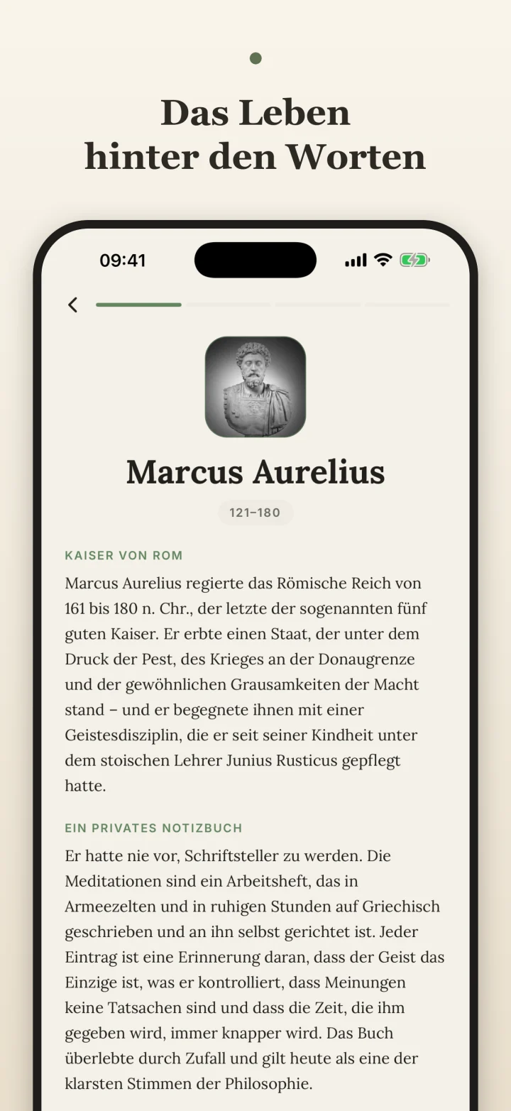 Adage Screenshot einer Biografie